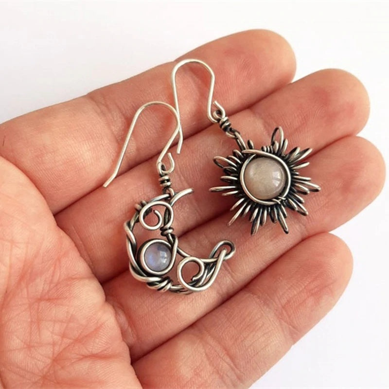 Wholesale Bohemian Wind Vintage Sun Moon Alloy Earrings